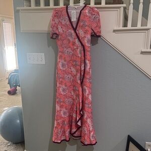 Floral Wrap Dress in Pink and Purple